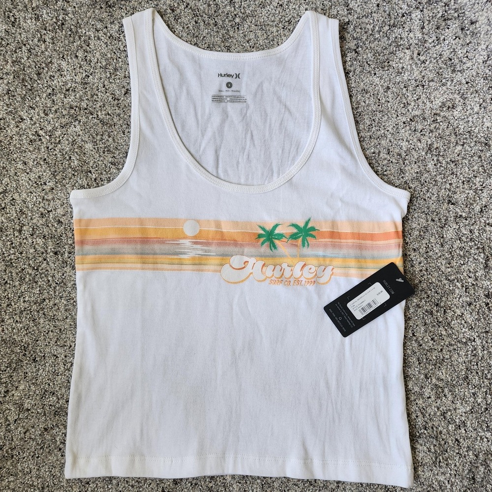 Hurley Tank Womens S White Scoop Neck Coastal Highway Graphic New With Tags